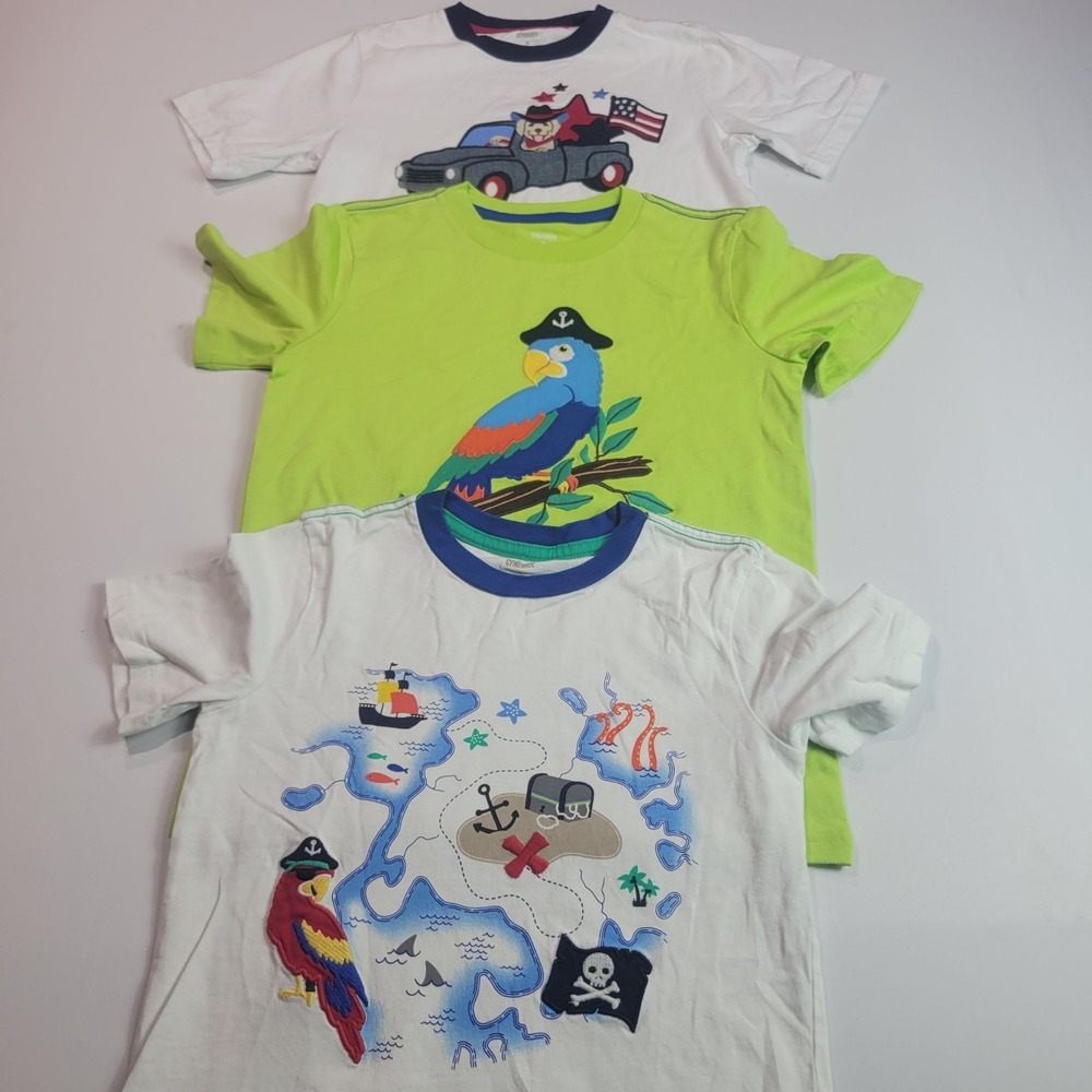 Gymboree Boys T-Shirts Size 8 Pirate & Patriotic Themes Cotton